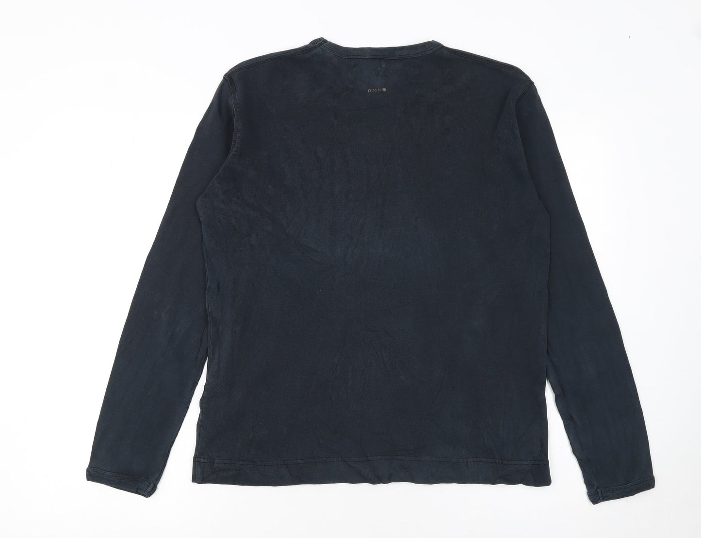 Hugo Boss Men's Black Long Sleeve Cotton Crew Neck T-Shirt Size S