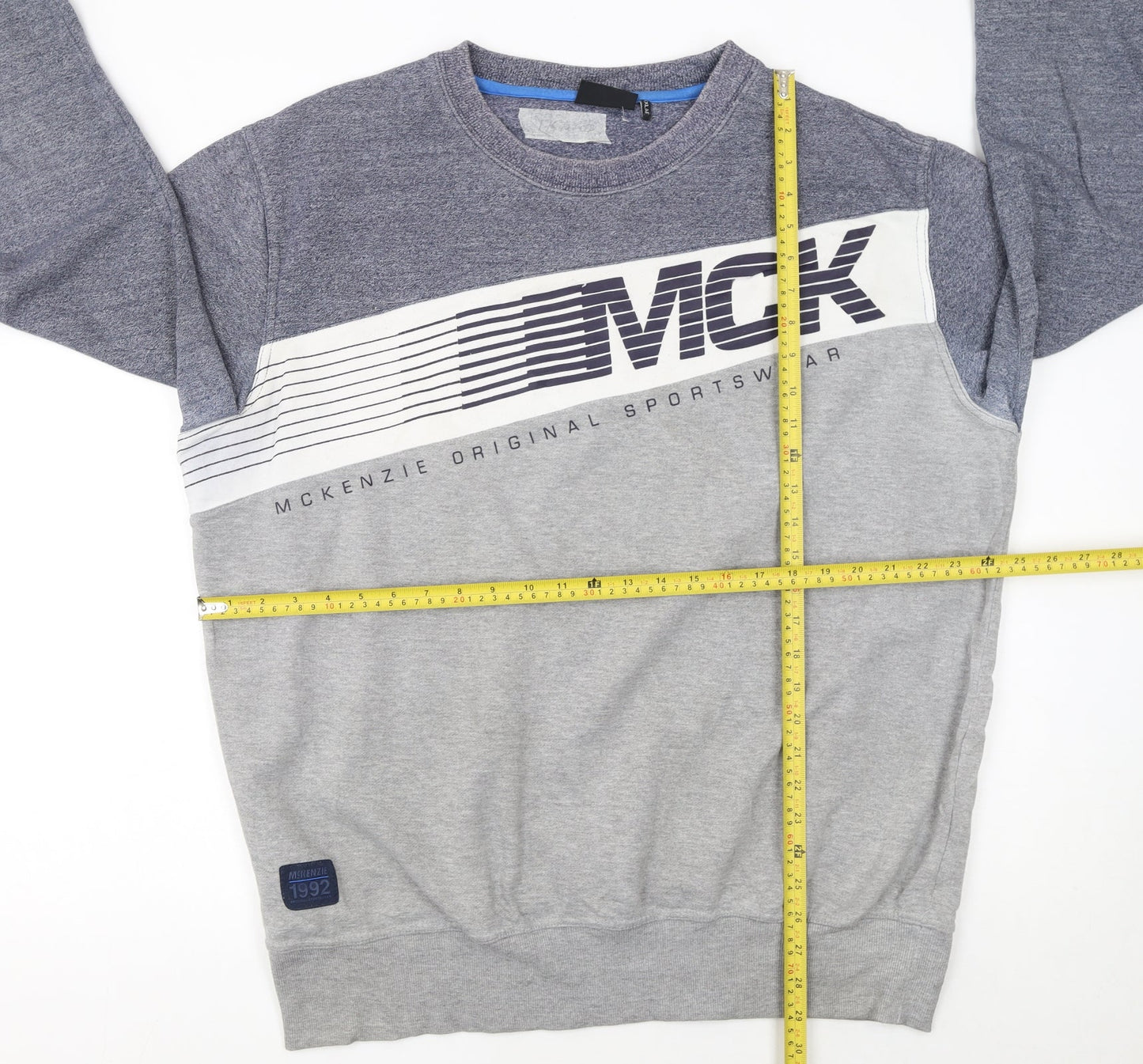 McKenzie Men’s Grey XL Pullover Sweatshirt Sports Logo Crew Neck