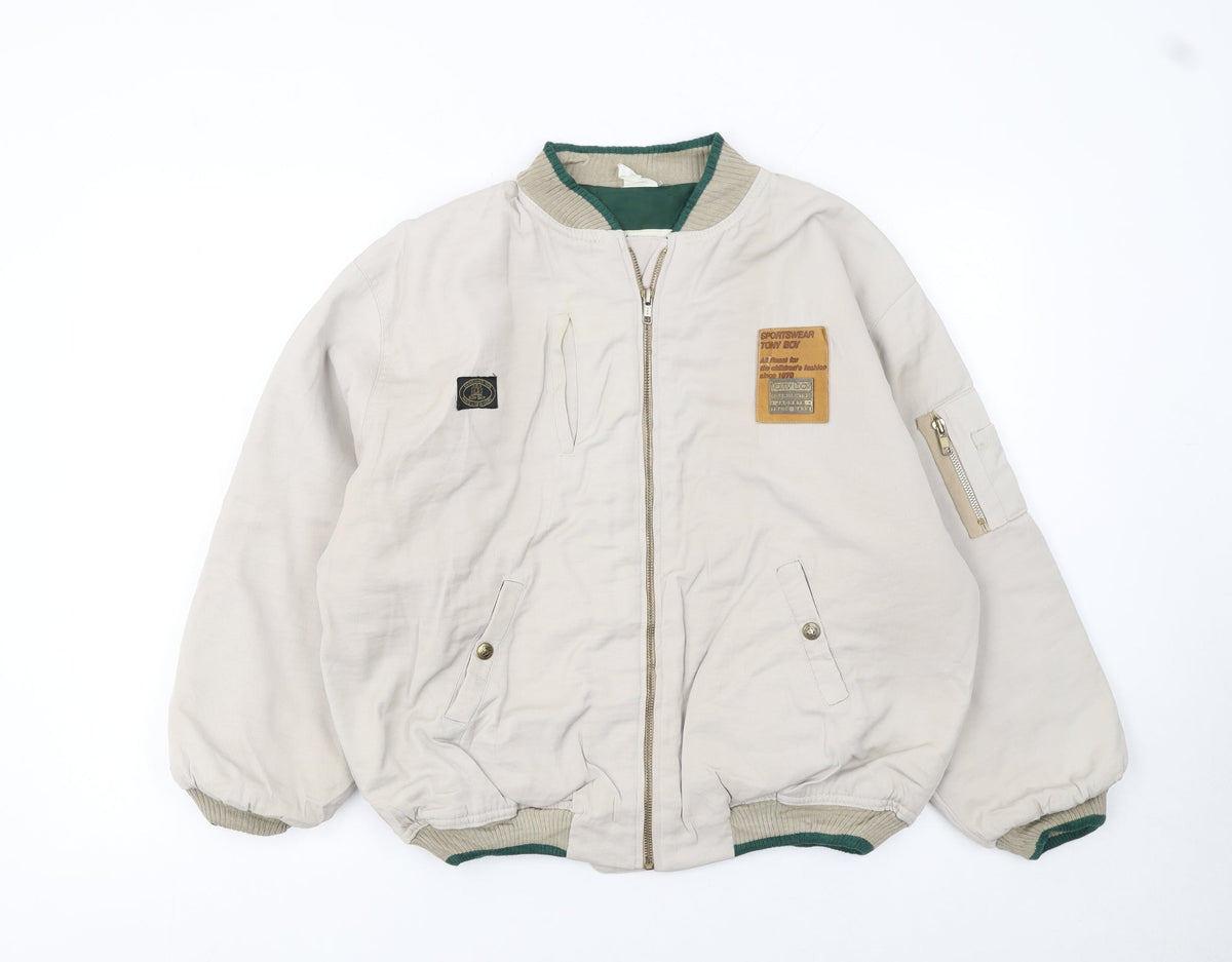 Tony Boy Boys Beige 14 Years Cotton Retro Zip Jacket