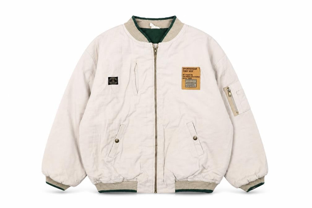 Tony Boy Boys Beige 14 Years Cotton Retro Zip Jacket