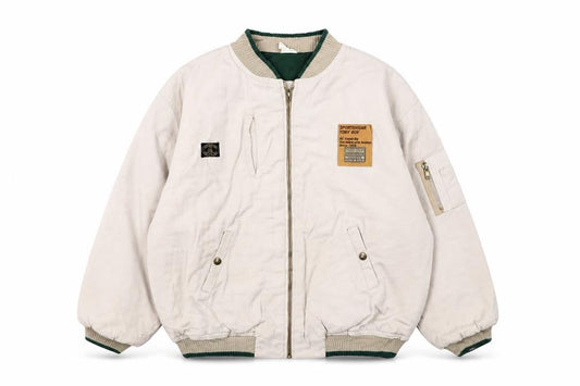 Front view of Tony Boy boys’ beige 14 years cotton retro zip jacket