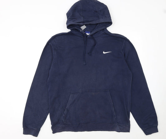 Nike Men's Blue Pullover Hoodie Medium Sports Fleece Sweatshirt