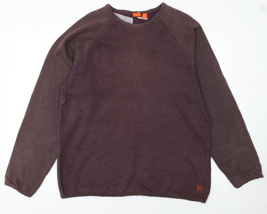 Hugo Boss Men's Brown Knit Crew Neck Pullover Sweatshirt XL