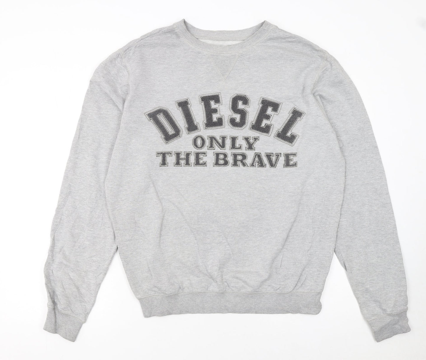 Diesel Men's Grey Crew Neck Logo Pullover Sweatshirt Size M