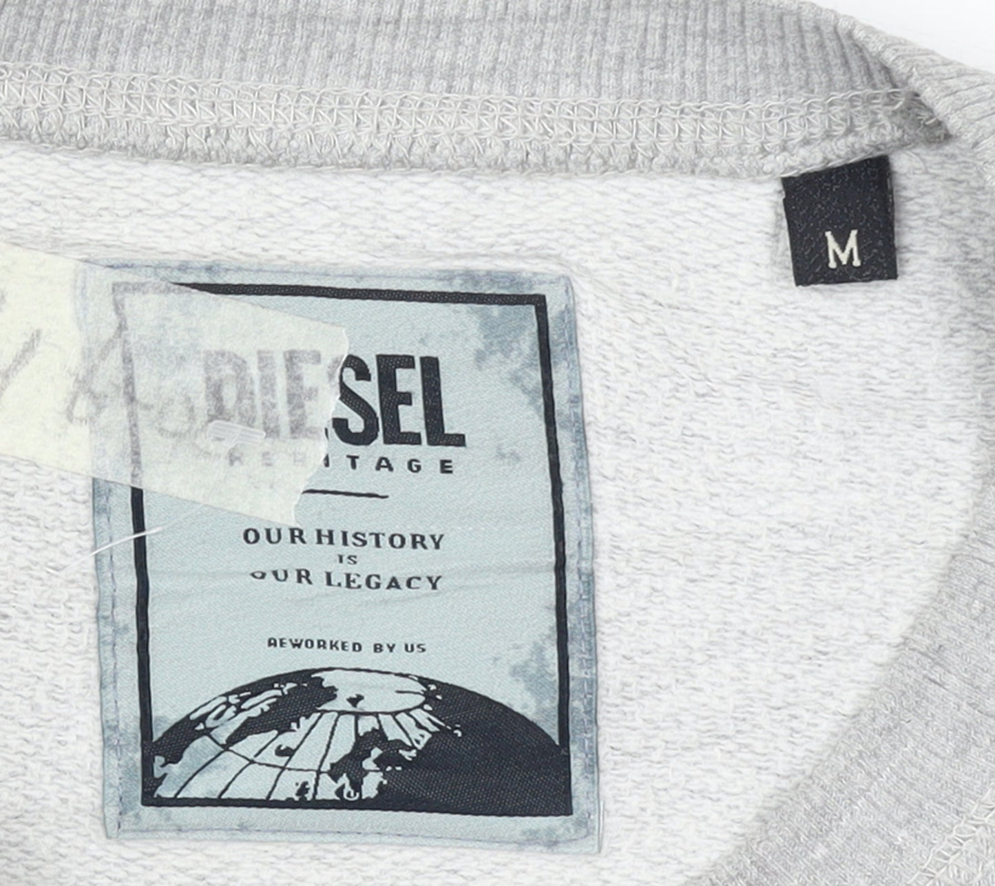 Diesel Men's Grey Crew Neck Logo Pullover Sweatshirt Size M
