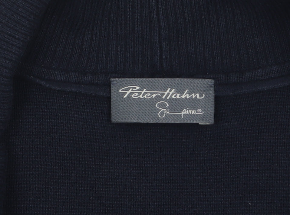 Peter Hahn Women’s Blue Cotton Shawl Collar Cardigan Size 12