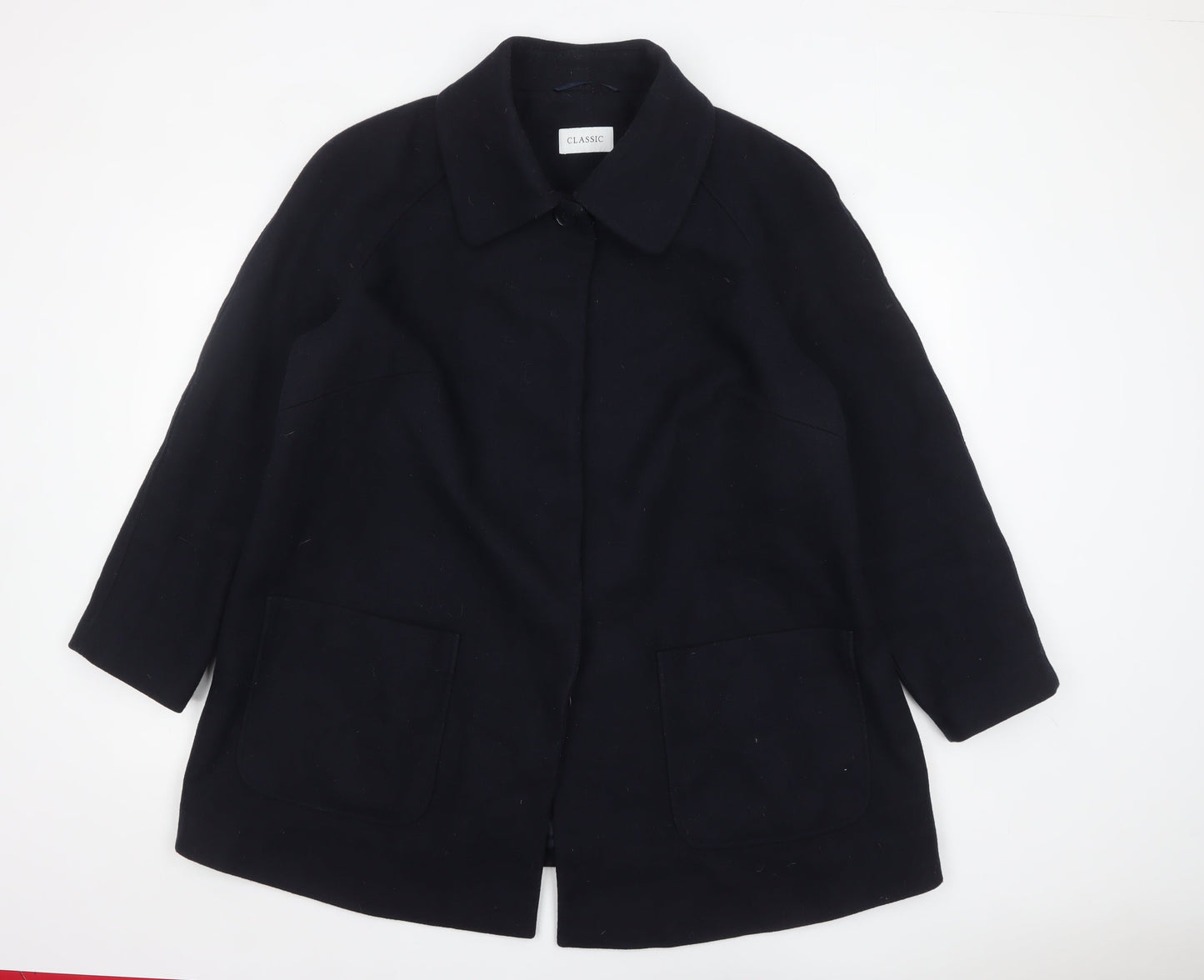 Marks and Spencer Women's Black Wool Blend Classic Mid-Length Coat Size 22