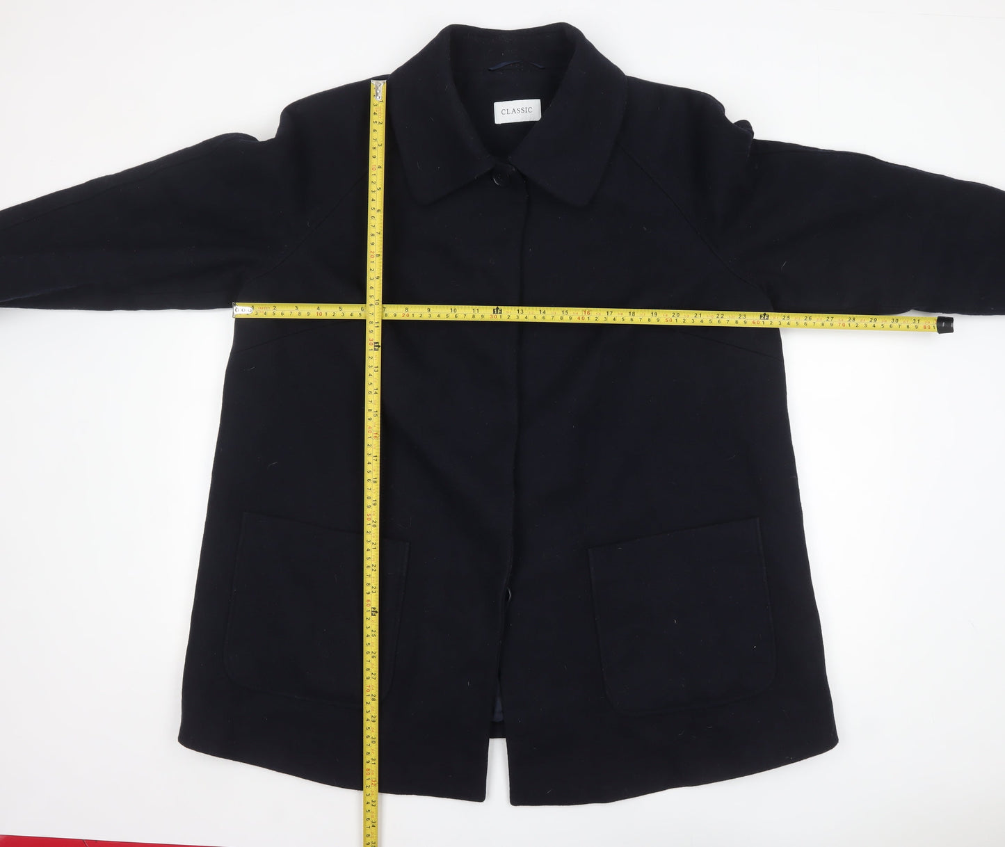 Marks and Spencer Women's Black Wool Blend Classic Mid-Length Coat Size 22