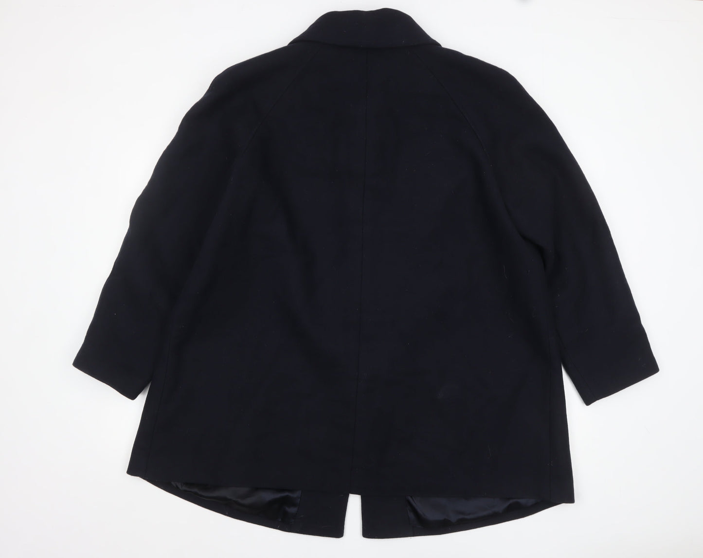 Marks and Spencer Women's Black Wool Blend Classic Mid-Length Coat Size 22