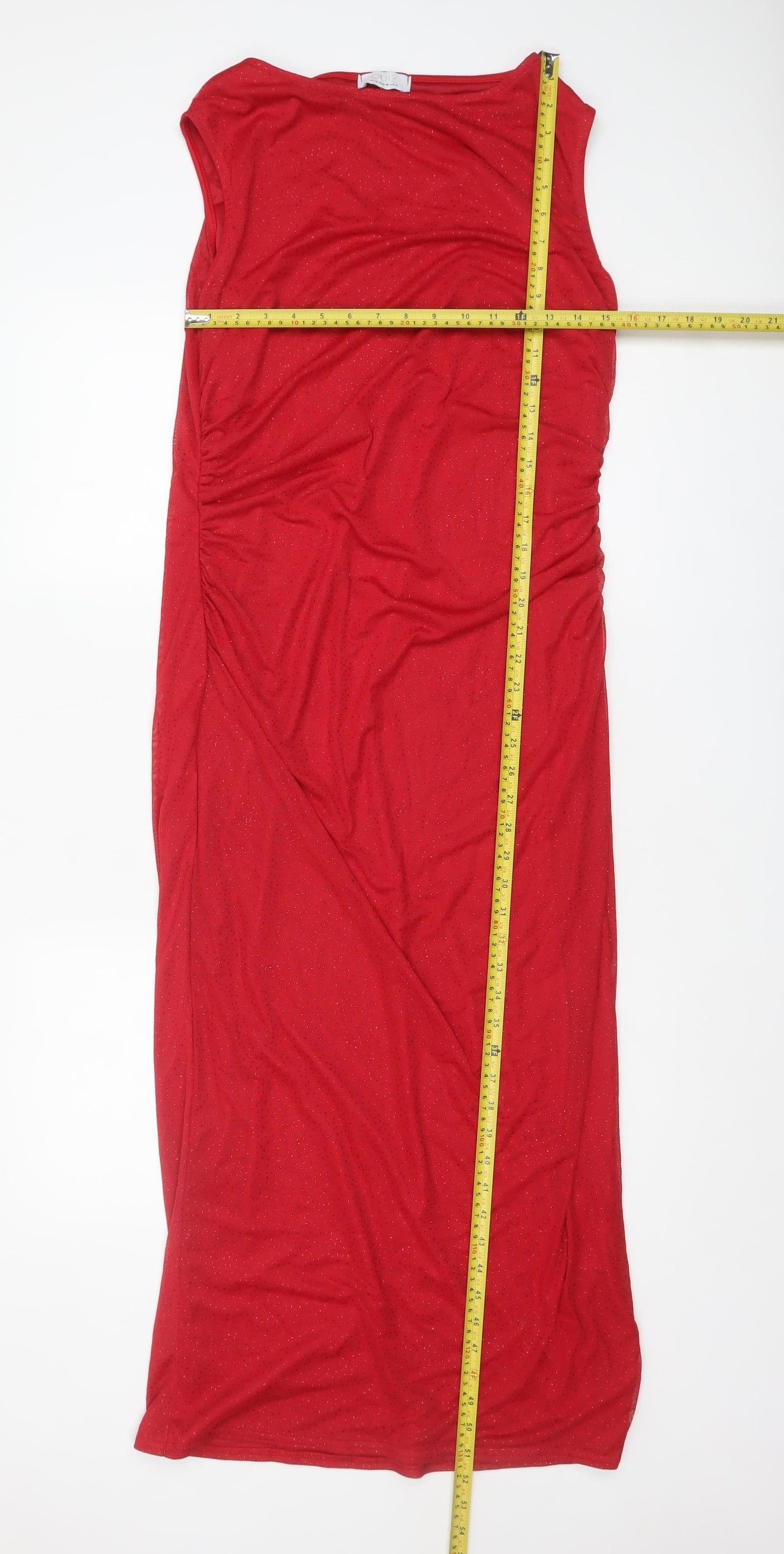 Quiz Women’s Red Midi Glitter Bodycon Dress Size 18