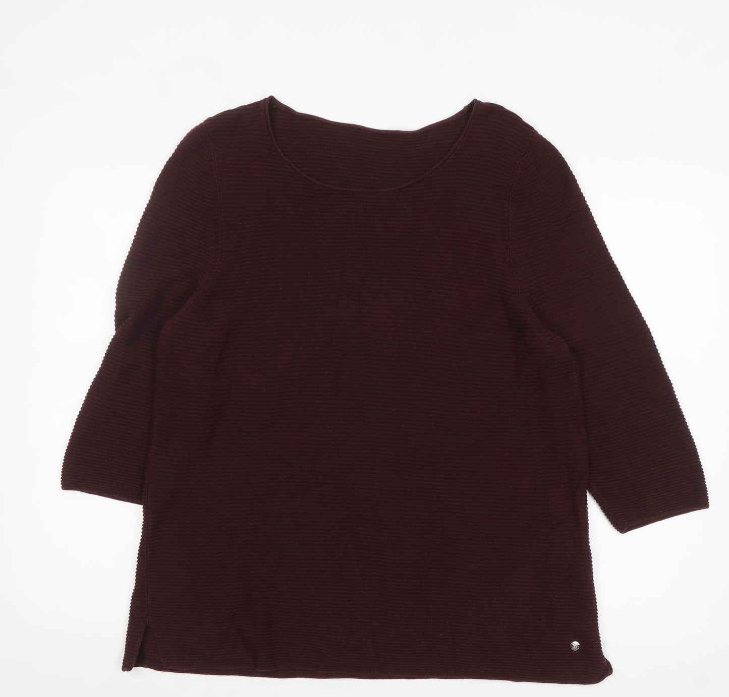 Monari Women's Brown 3/4 Sleeve Cotton Blend Pullover Jumper Size 18