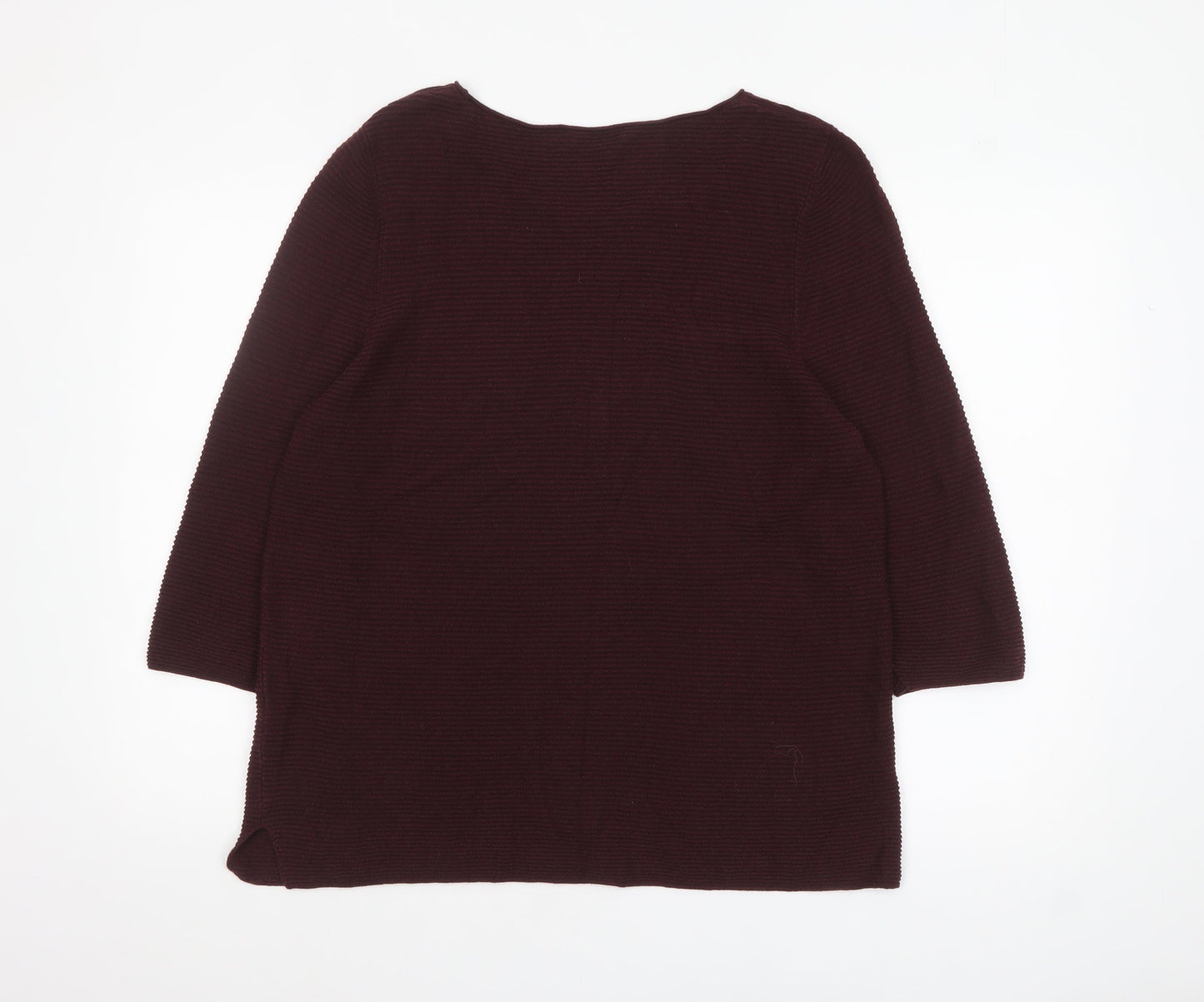 Monari Women's Brown 3/4 Sleeve Cotton Blend Pullover Jumper Size 18