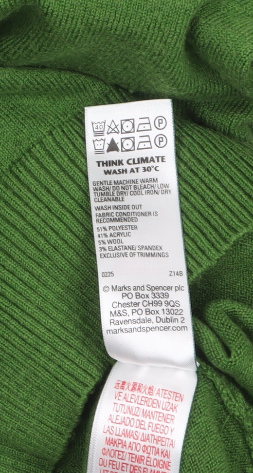 Marks and Spencer Women Green V-Neck Knit Jumper XS