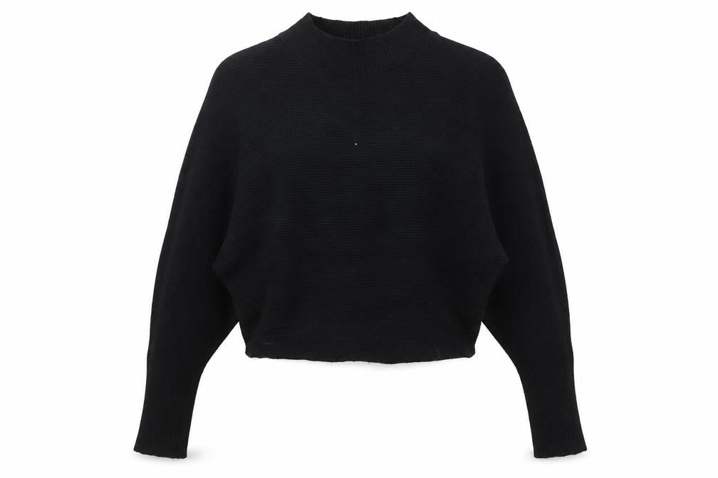 ZARA Women’s Black Mock Neck Dolman Sleeve Knit Jumper Size 10