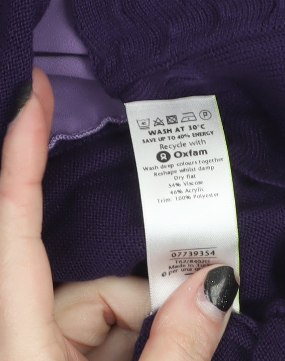 Marks and Spencer Womens Purple 3/4 Sleeve Lace Trim Cardigan Size 18