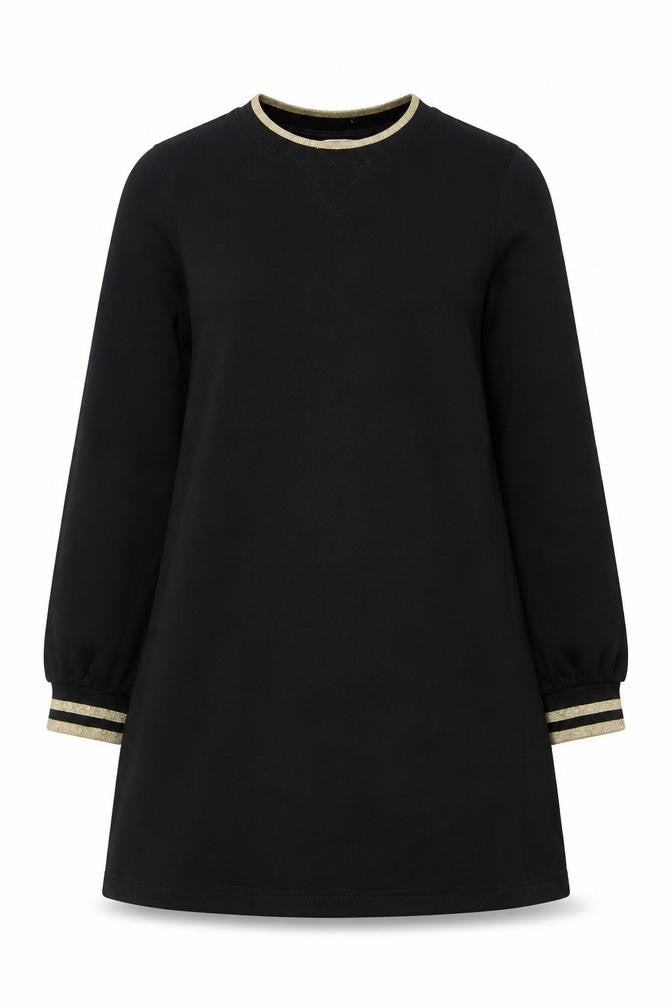 John Lewis Women’s Black Shift Jersey Dress M Long Sleeve Crew Neck