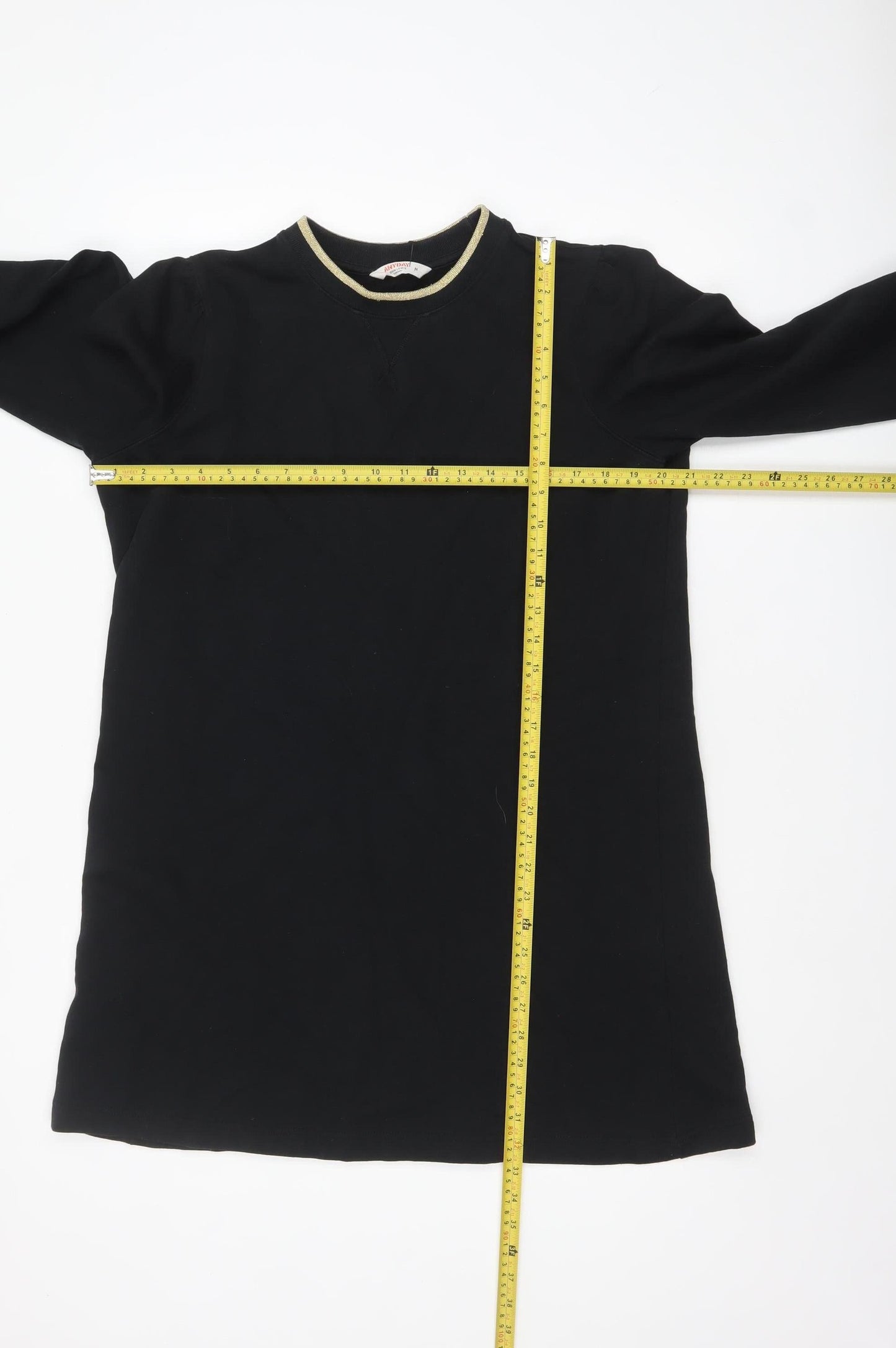 John Lewis Women’s Black Shift Jersey Dress M Long Sleeve Crew Neck