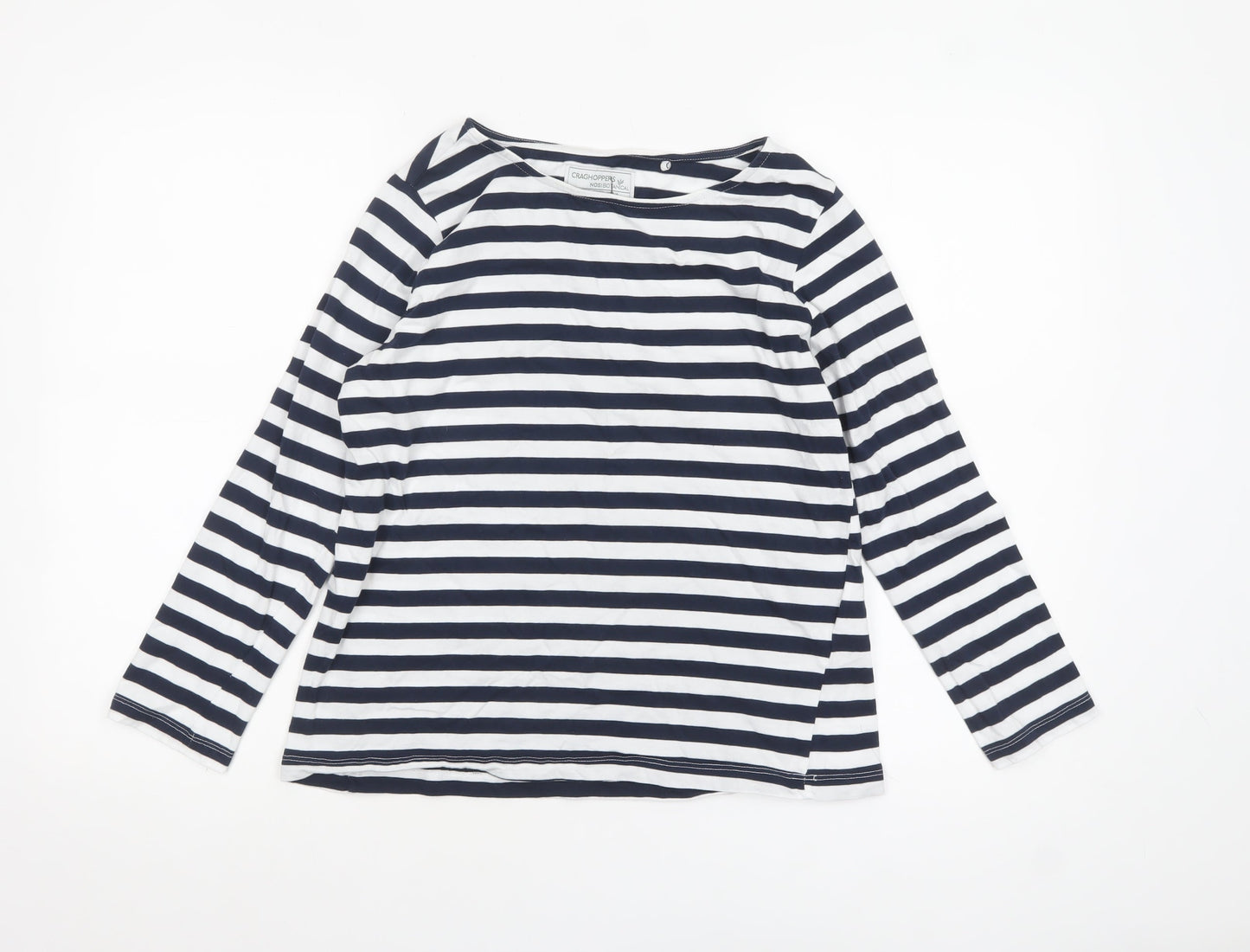 Craghoppers Women's Blue Striped Long Sleeve Cotton Boat Neck Top Size 10