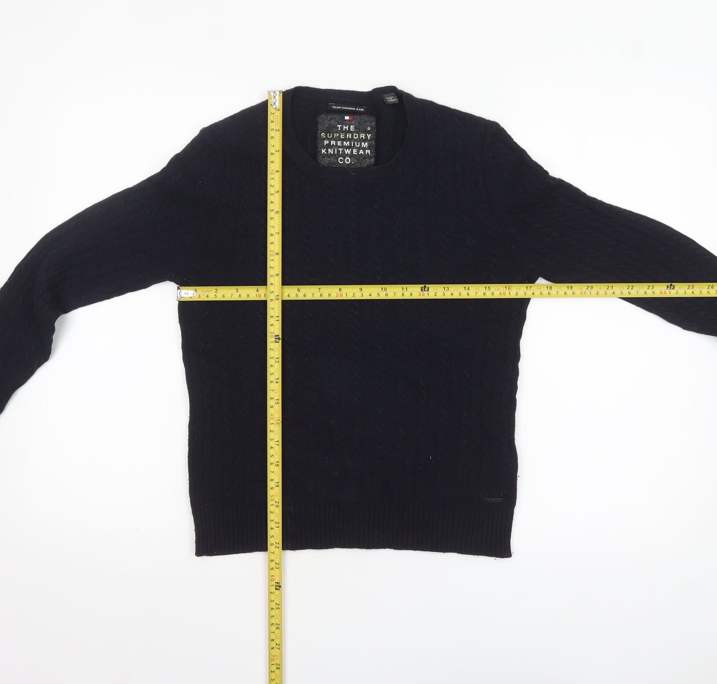 Superdry Women's Black Cable-Knit Wool Blend Jumper Small