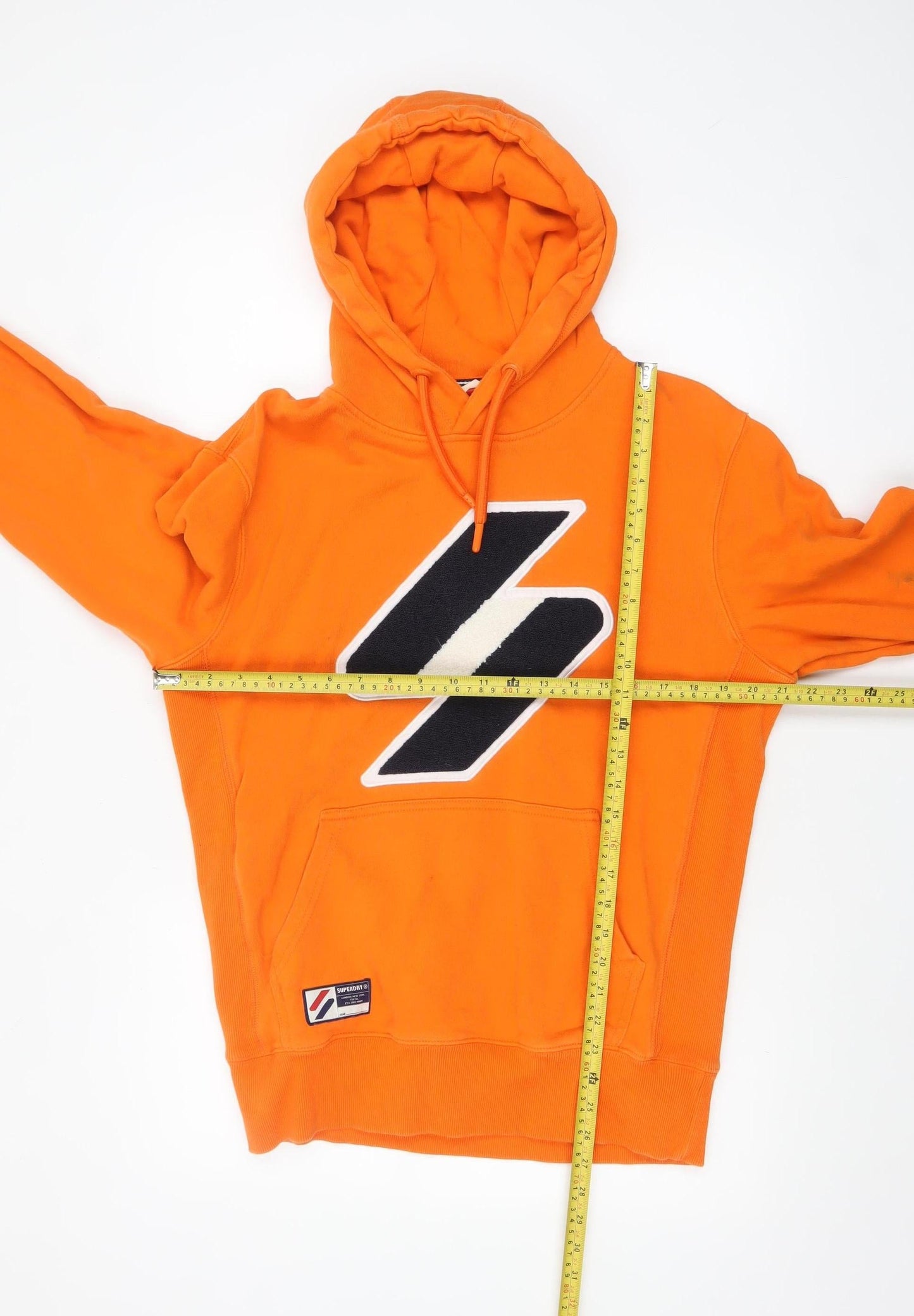 Superdry Men's Orange Pullover Hoodie Size M Graphic Sports Style