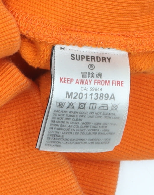 Superdry Men's Orange Pullover Hoodie Size M Graphic Sports Style