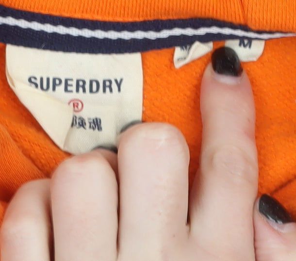 Superdry Men's Orange Pullover Hoodie Size M Graphic Sports Style