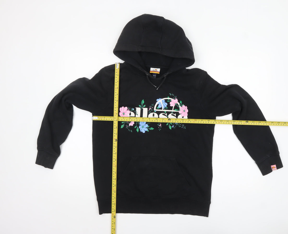 Ellesse Girls Black Floral Logo Pullover Hoodie 12-13 Years