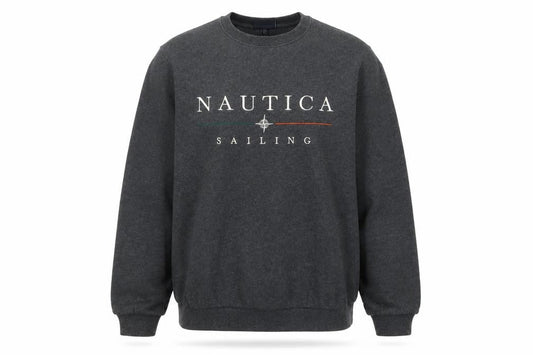 Nautica Men’s Grey Logo Sailing Sweatshirt L Pullover Crew Neck