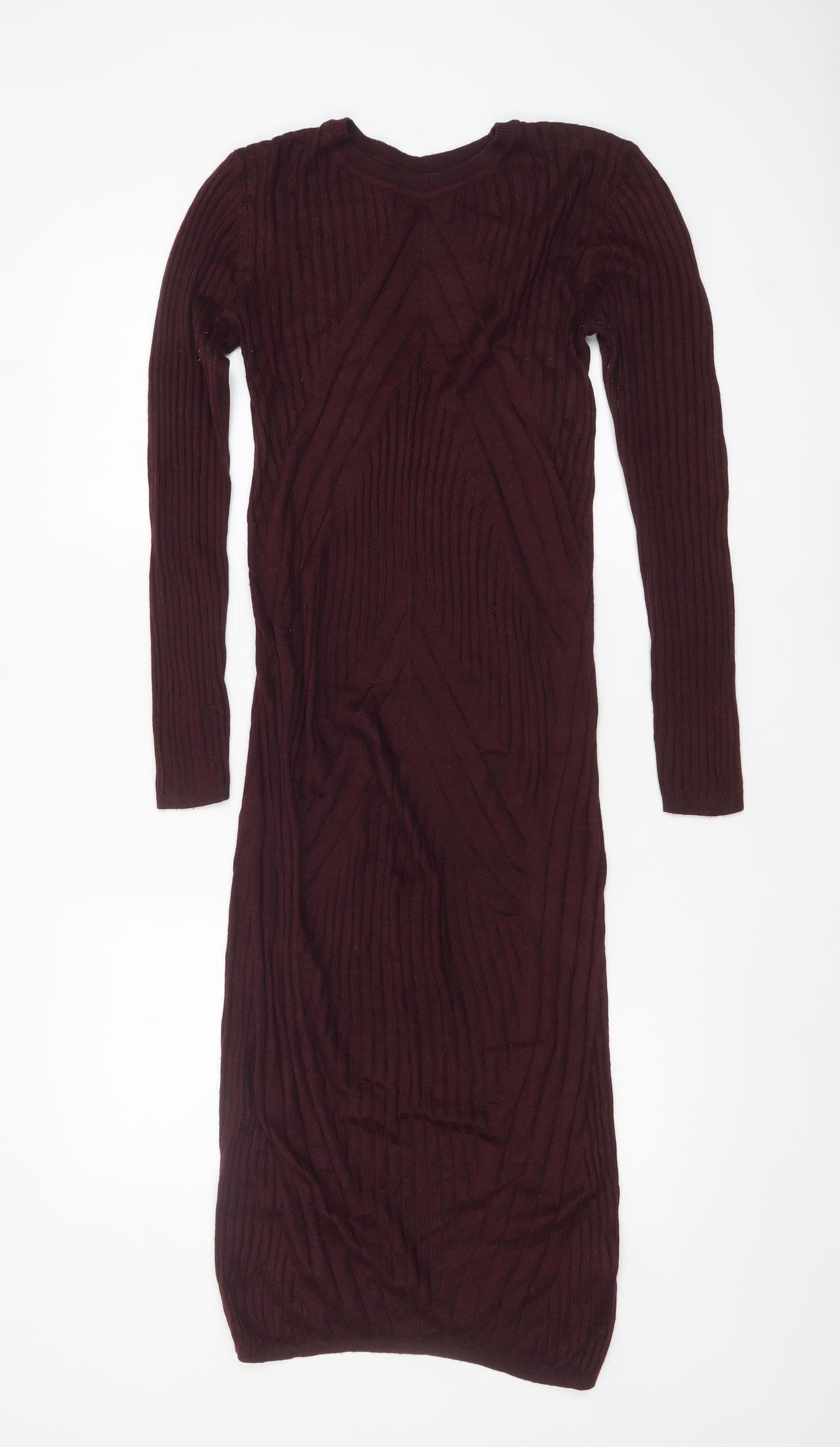 New Look Women Brown Long Sleeve Knit Bodycon Maternity Dress Size 8