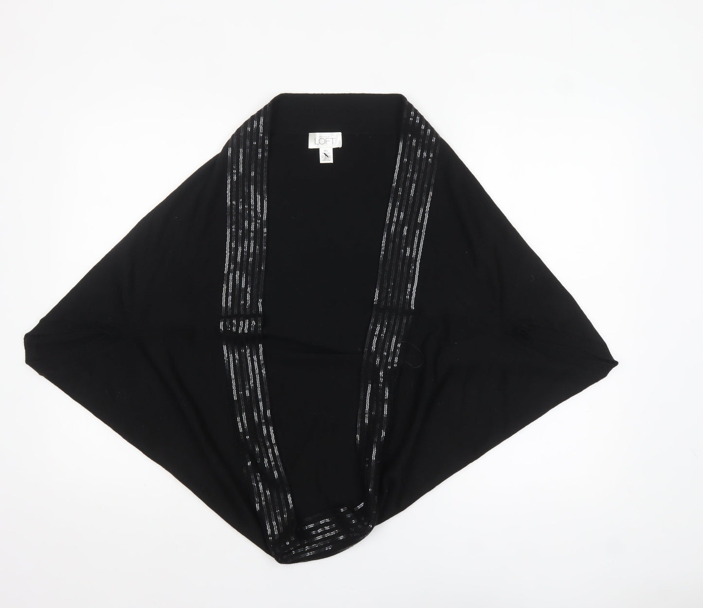 Ann Taylor Loft Women's Black Merino Wool Sequin Shrug L