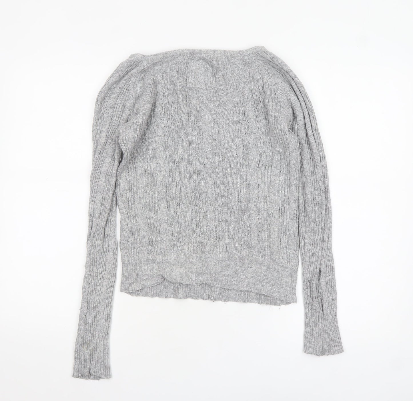 SoulCal Women’s Grey Cable-Knit V-Neck Henley Jumper Size 10