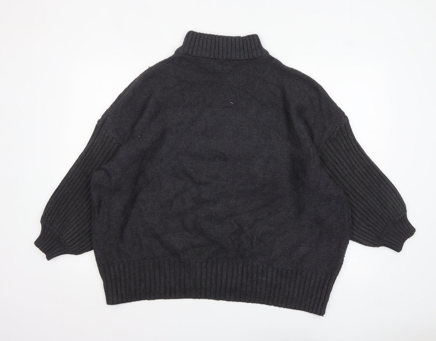 JD Williams Women Black Size 28/30 Cable-Knit Roll Neck Jumper
