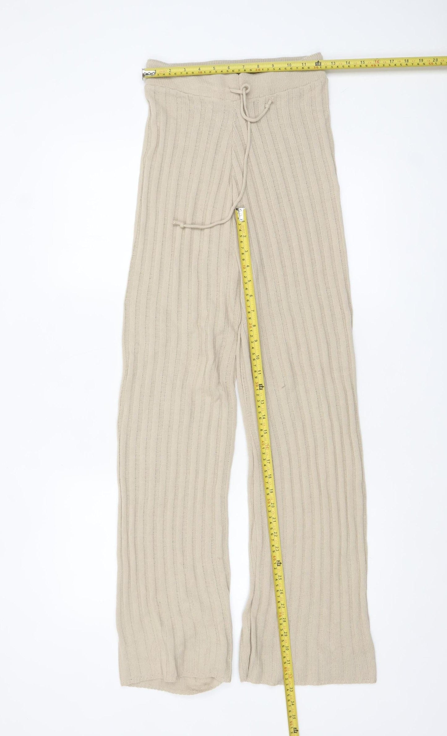 Quiz Women's Beige Knit Wide-Leg Lounge Sweatpants Size S