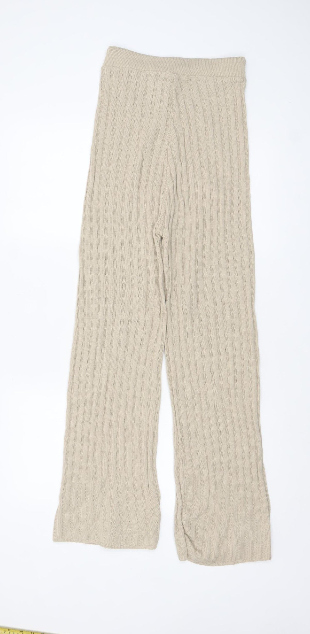 Quiz Women's Beige Knit Wide-Leg Lounge Sweatpants Size S