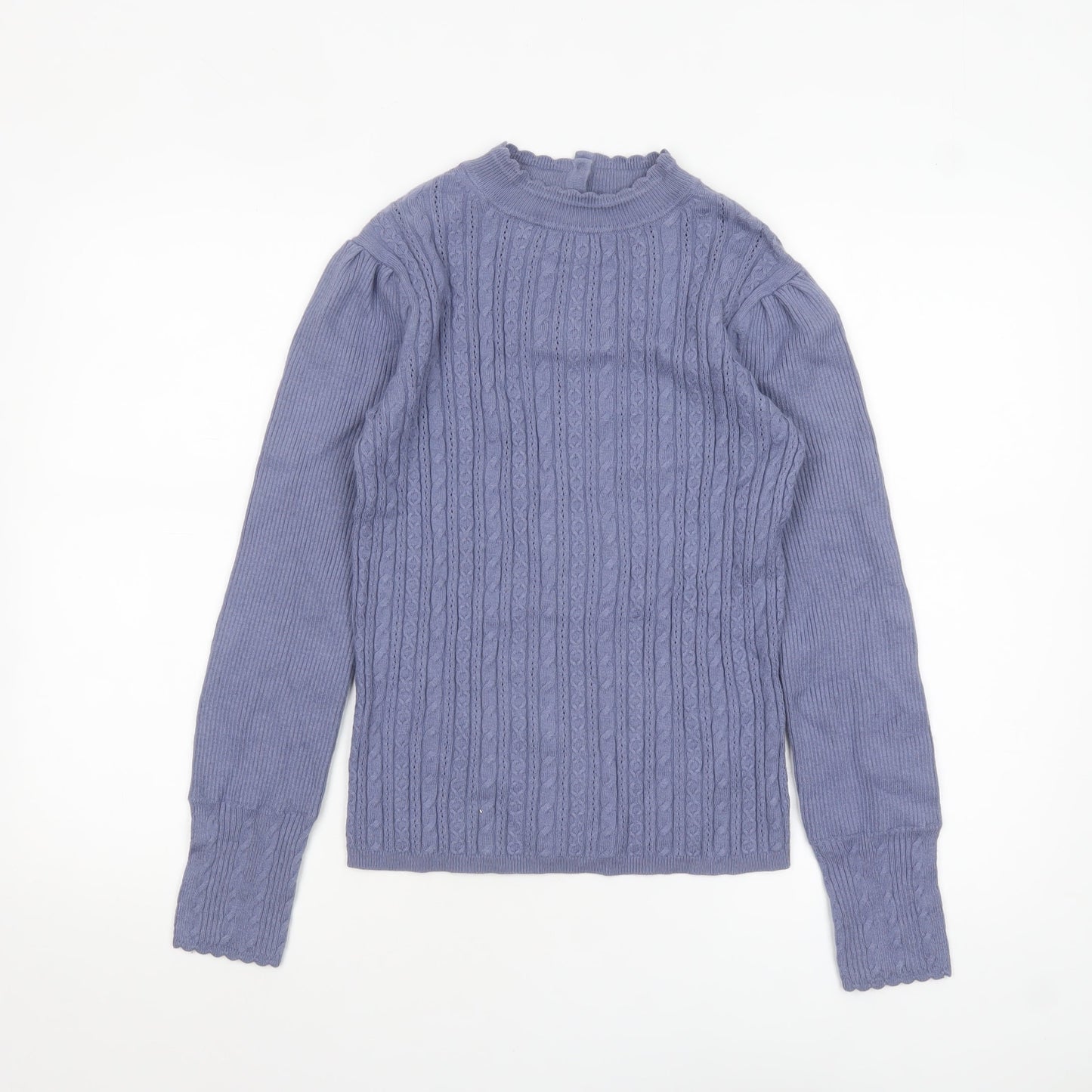 Marks and Spencer Per Una Women’s Purple Cable-Knit Mock Neck Jumper Size 8