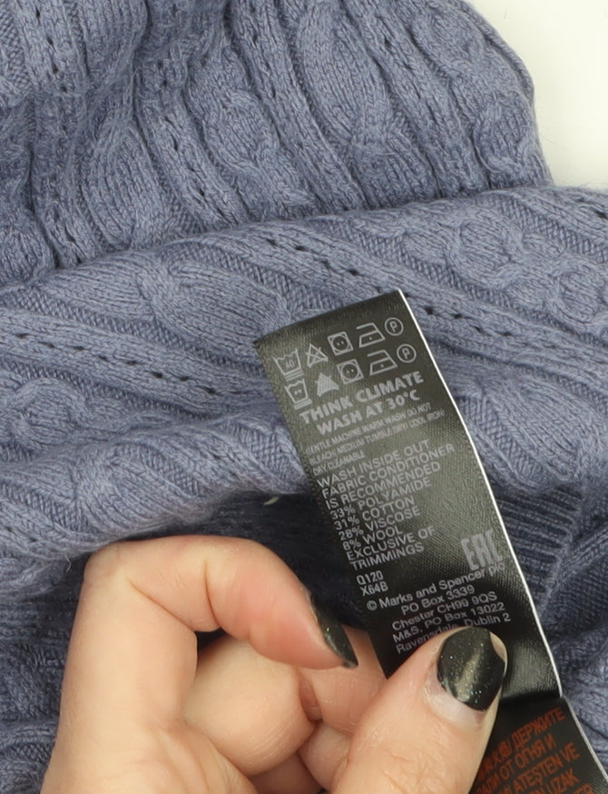 Marks and Spencer Per Una Women’s Purple Cable-Knit Mock Neck Jumper Size 8