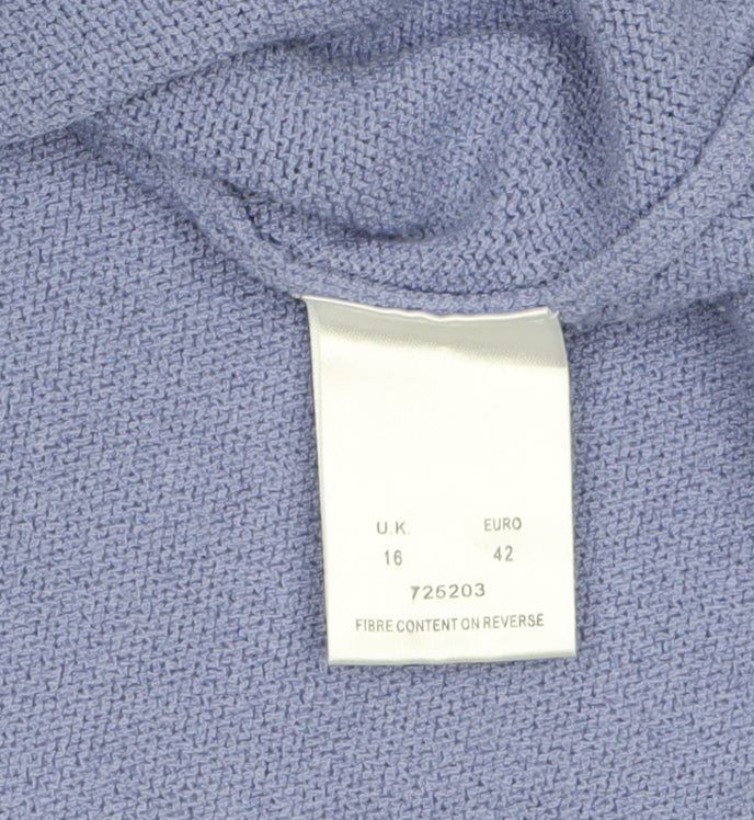 Eastex Women's Purple Knit V-Neck 3/4 Sleeve Pullover Jumper Size 16