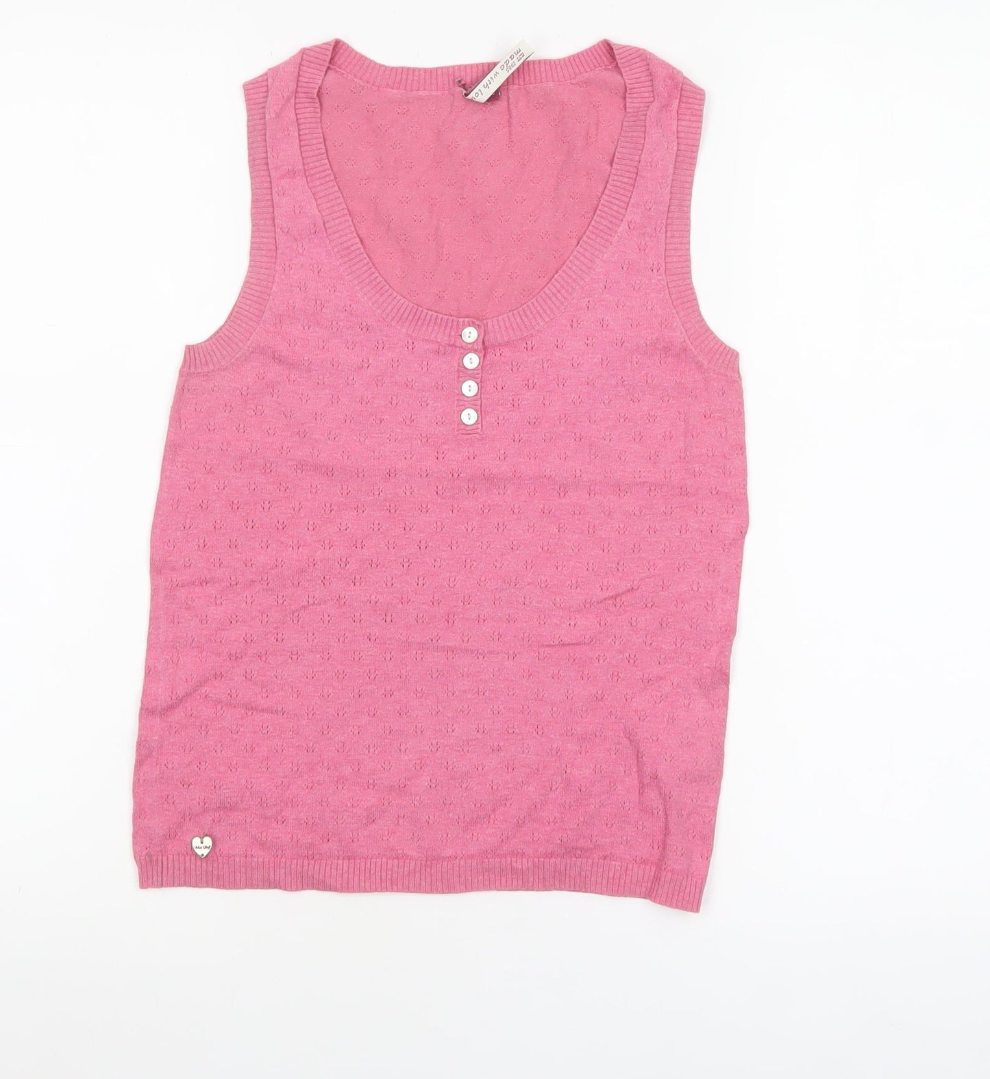White Stuff Women's Pink Cotton Sleeveless Tank Top Size 8