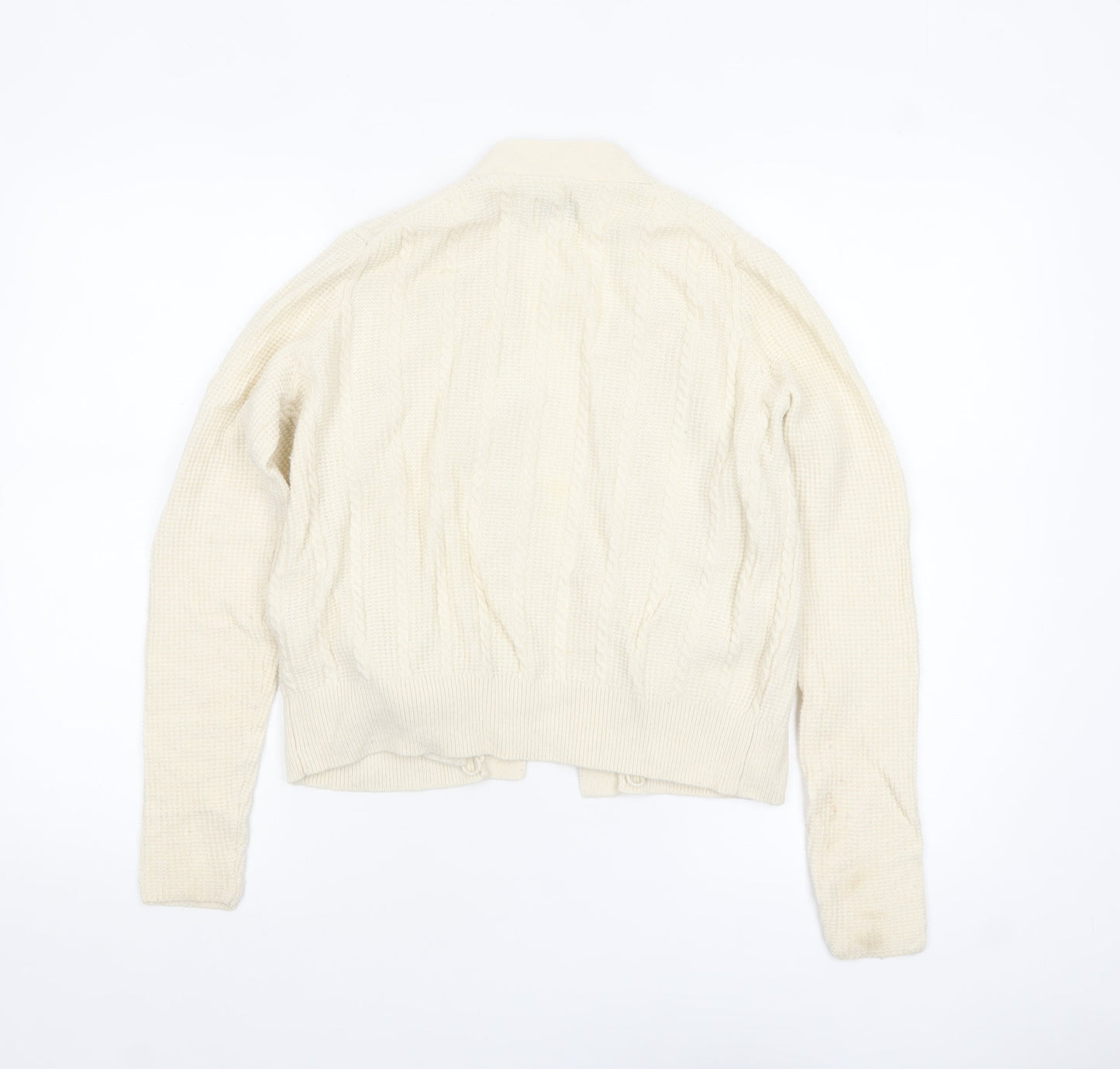 Jack Wills Women's Ivory Merino Wool Blend Cardigan UK 8