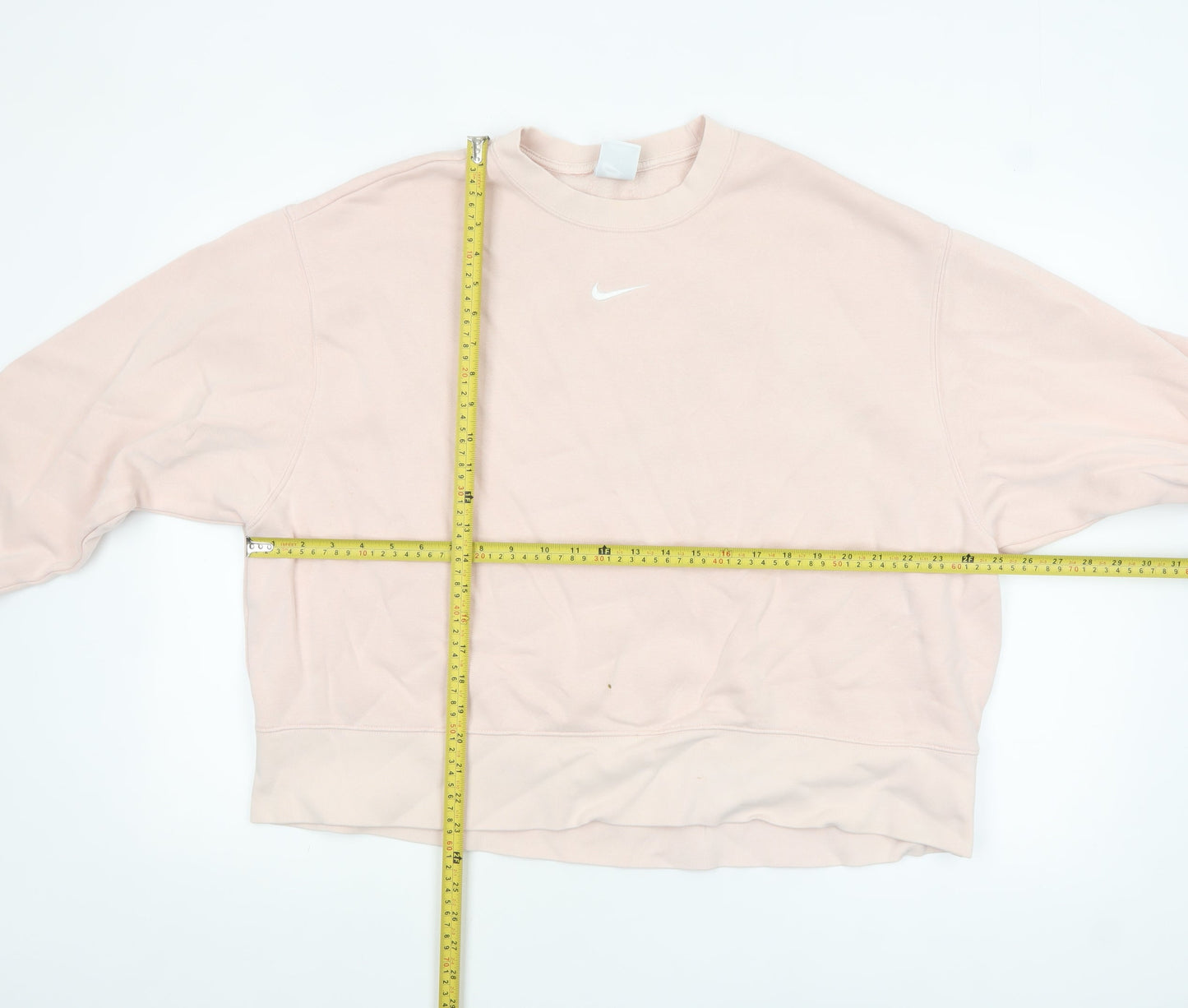 Nike Women Pink Pullover Sweatshirt 1X Cotton Blend Crew Neck