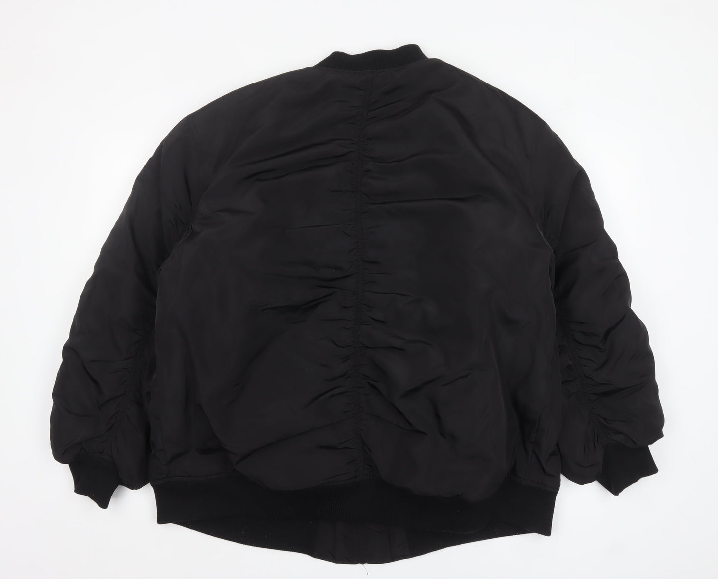 H&M Divided Women's Black Bomber Jacket Size 12 Polyester Zip Lined