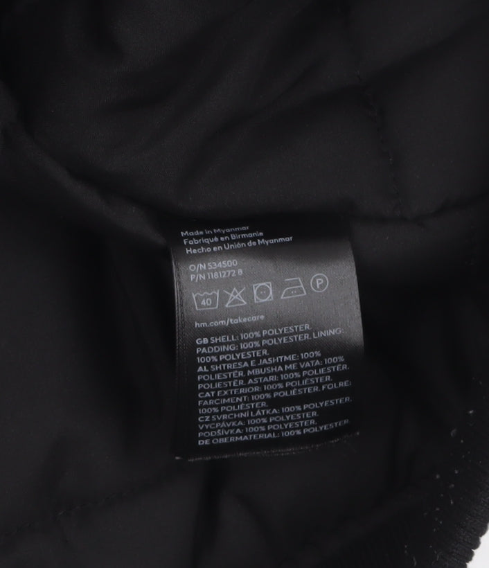 H&M Divided Women's Black Bomber Jacket Size 12 Polyester Zip Lined