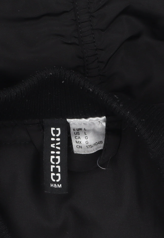H&M Divided Women's Black Bomber Jacket Size 12 Polyester Zip Lined