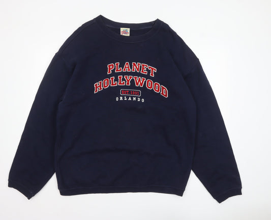 Planet Hollywood Mens Blue Large Pullover Sweatshirt 90s Retro Logo