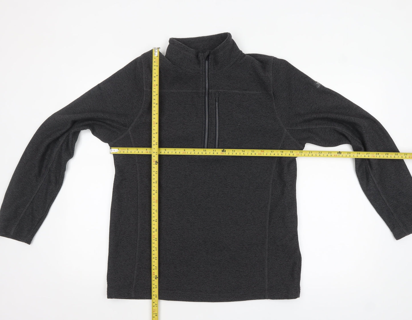 Trespass Mens Black Fleece 1/4 Zip Pullover Sweatshirt Size L