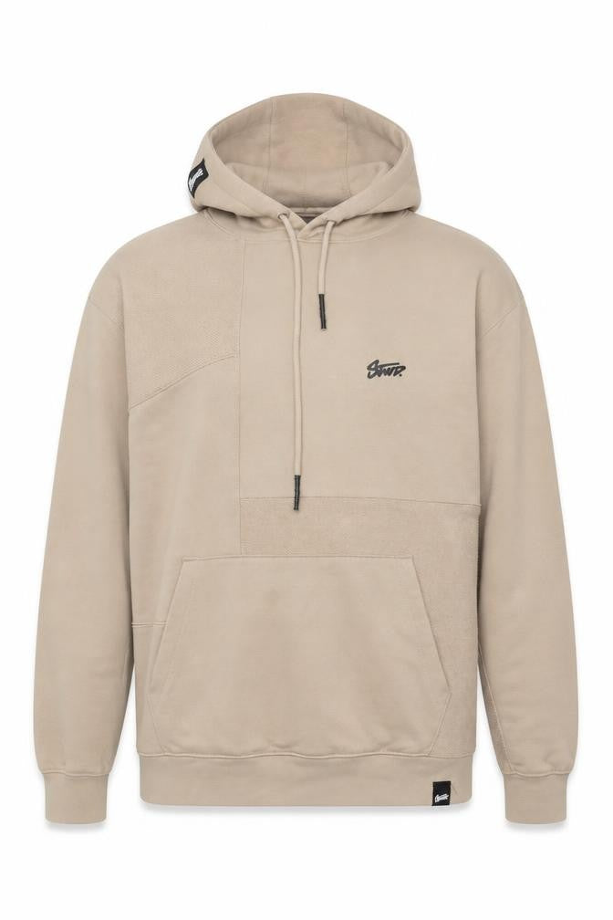 Pull&Bear Men's Beige Pullover Hoodie M Logo Front Casual Style