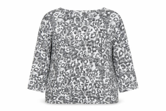 Tu Womens Grey Animal Print Tunic Blouse Size 14 3/4 Sleeve