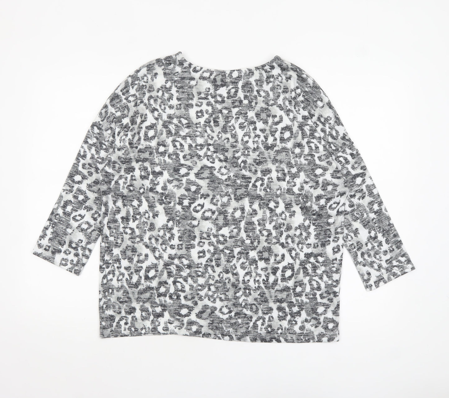 Tu Womens Grey Animal Print Tunic Blouse Size 14 3/4 Sleeve