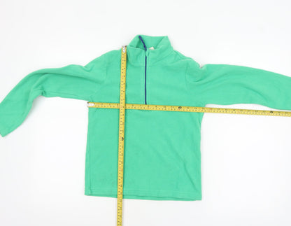 Back view of Mountain Warehouse boys’ green fleece 1/4 zip pullover sweatshirt 9-10 years