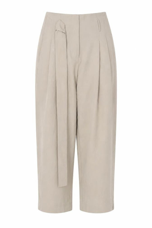 Urban Revivo Women's Beige Paperbag High Waist Tapered Trousers Size 8